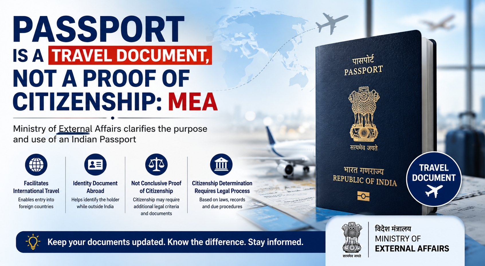 Passport Is a Travel Document, Not Proof of Citizenship: MEA Clarifies